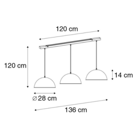 Qazqa hanglamp Magnax, 3-lichts mat zwart-goldleaf