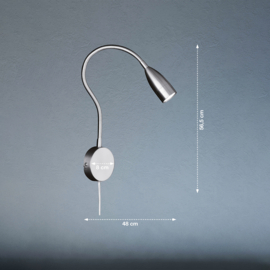 Fischer & Honsel wandlamp Flex led, mat nikkel met push dimmer