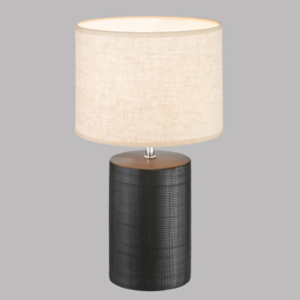 Fischer & Honsel  tafellamp Bois, zwart met zand kleurige kap