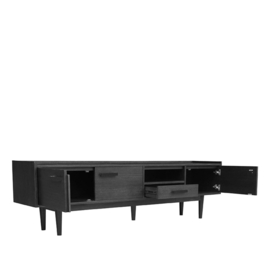 Tv- meubel Cali, zwart acaciahout 210 cm