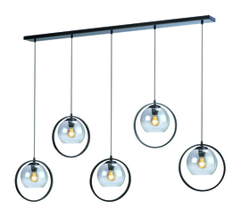 Hanglamp Aureol  5-lichts zwart met smoke glas