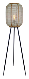 Freelight vloerlamp Maglia, zwart staal met bruin stof