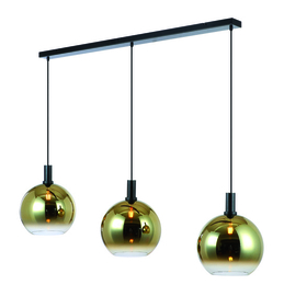 Hanglamp Gradiente  3-lichts zwart met goud glas