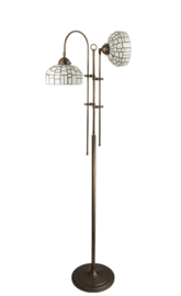 Old timer light vloerlamp Iglo, 2-lichts boog tiffany opaal