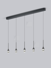 Helestra hanglamp Endo led 5-lichts, mat zwart