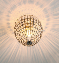 Plafondlamp Amadeus, Antiek metaal met glazen prisma's incl. licht bron