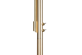 Trio lighting vloerlamp Motel, zwart-mat messing met stoffen kap zwart-goud