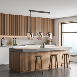 Fischer&honsel hanglamp Nayla, 3-lichts zwart