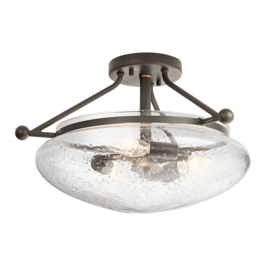 Plafondlamp Belle, antiek brons met helder glas