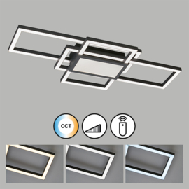 Fischer & Honsel plafondlamp Seth led, mat zwart 70 cm incl. afstandsbediening