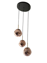 Light trend hanglamp Din EI, 3-lichts met rode kleur glas