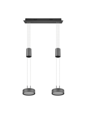 Trio lighting hanglamp Franklin led, 2-lichts antraciet met switch dimmer