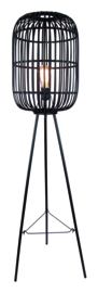 Freelight vloerlamp Treccia, zwart staal met zwart rotan 32 cm