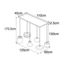 Qazqa hanglamp Wallace, zwart met smoke glas