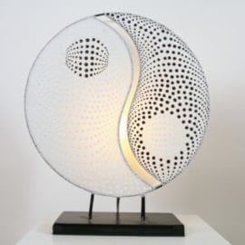 Tafellamp Ying Yang, parlemour wit 45 cm