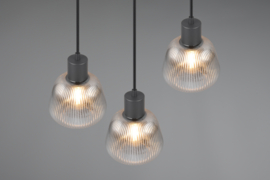 Trio lighting hanglamp Tafira, 3-lichts zwart rond
