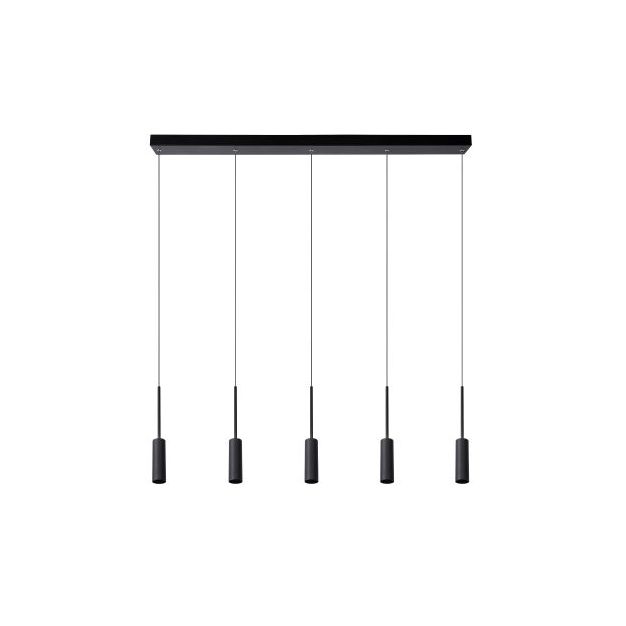 Lucide hanglamp Tubule led, 5-lichts zwart