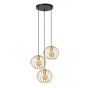 Lucide hanglamp Danza, 3 -lichts mat goud-messing 50 cm