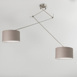 Qazqa  hanglamp Blitz 11, stoffenkap taupe