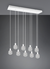 Trio lighting hanglamp Mela, 9-lichts wit met glas