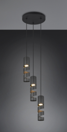 Trio lighting hanglamp Stream, 3-lichts zwart rond