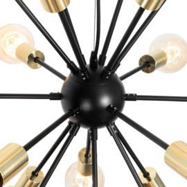 Qazqa hanglamp Juul, 18-lichts zwart met goud