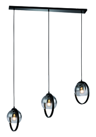 Hanglamp Aureol  3-lichts zwart met smoke glas