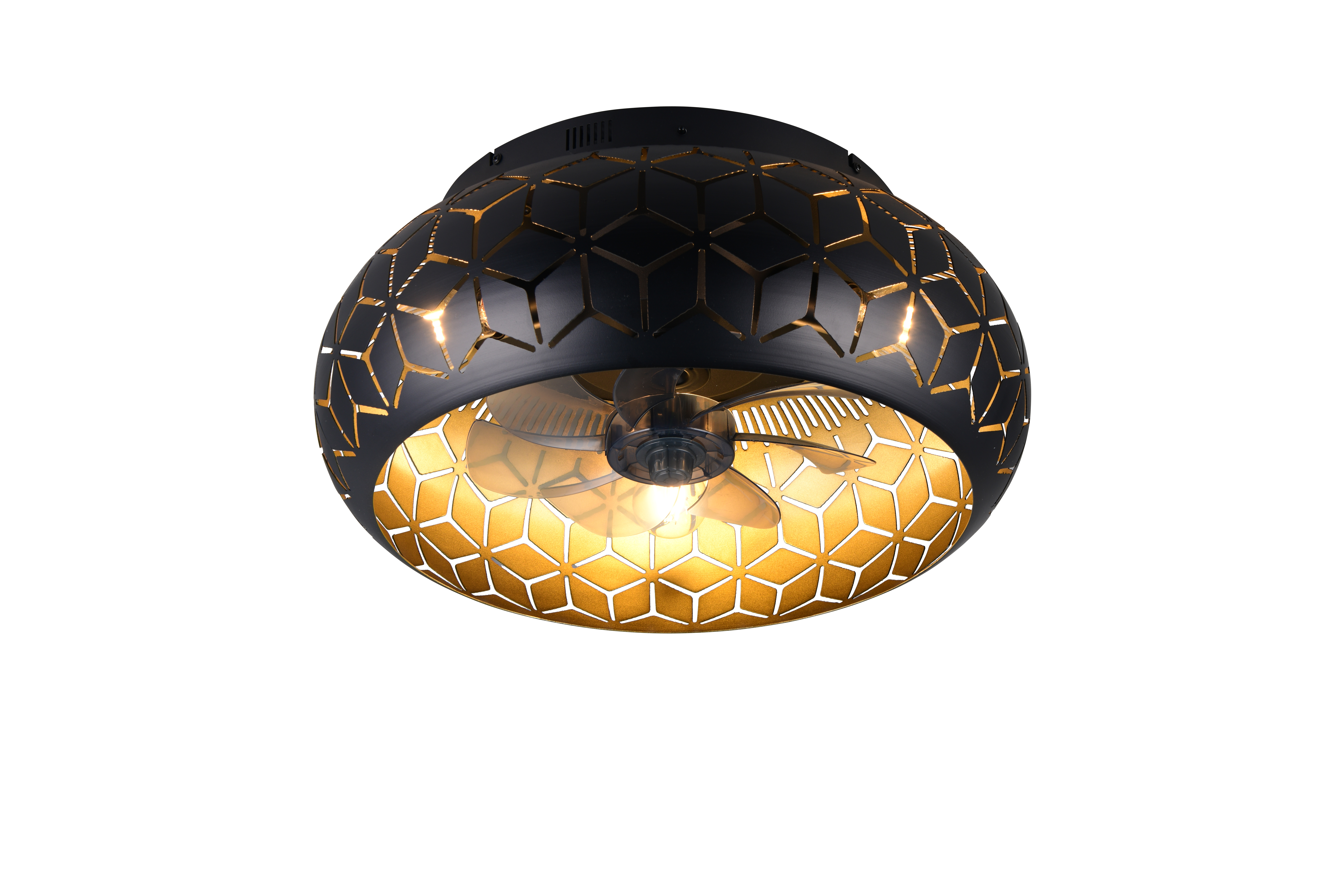 Trio lighting plafond ventilator Bidar, zwart-goud