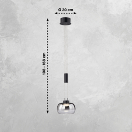 Fischer&honsel hanglamp Arosa led, zwart-rookglas