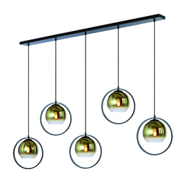 Freelight hanglamp Aureol  5-lichts zwart met goud glas