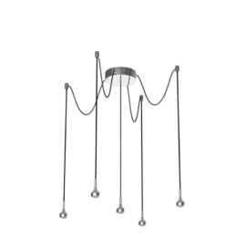 Pujol Lighting hanglamp Mini led, 5 lichts mat nikkel