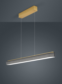 Helestra  hanglamp Bora led, mat messing met antraciet kap 120 cm