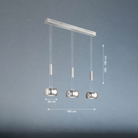 Fischer&honsel hanglamp Colette, 3-lichts mat nikkel