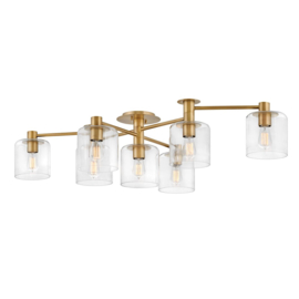 Plafondlamp Axel, 7-lichts heritage brass