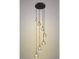 Light trend hanglamp Crystal bubble, 7-lichts goud rond