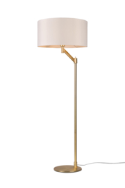 Trio lighting vloerlamp Cassio, messing met stoffen kap