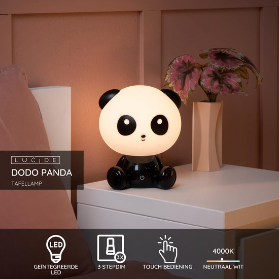 Lucide  tafellamp Doddo Panda led, zwart