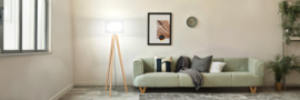 Fischer & Honsel vloerlamp Shine Wood, eiken met stoffen kap