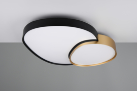 Trio lighting plafondlamp Rise led, zwart-goud incl. afstandsbediening