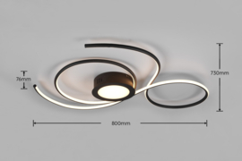 Trio lighting plafondlamp Jive led, zwart incl. afstandsbediening