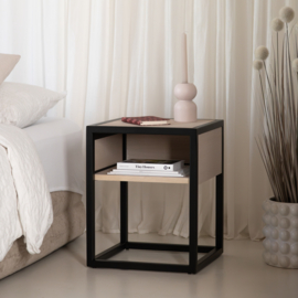 Spinder design DIVA ONE-NIGHTSTAND nachtkastje, white sand zwart