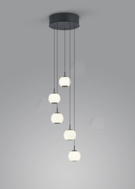 Helestra hanglamp Bono led 5-lichts rond, mat zwart