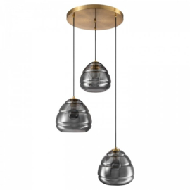 Toplicht hanglamp Savoy 3 lights bronze + smoke glass Belmond