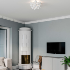 By Rydéns plafondlamp Gross 50 cm, chroom met mat wit glas incl. licht bron