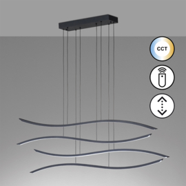 Fischer&honsel hanglamp Fisk led, zwart-goud incl. afstandsbediening