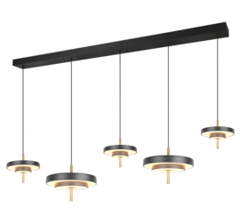 Trio lighting hanglamp Keaton led, 5-lichts zwart