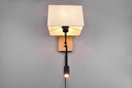 Trio lighting wandlamp Nilam, natural hout met rechthoekige kap
