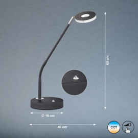 Fischer & Honsel  tafellamp Dent led, zwart