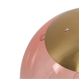 Qazqa  hanglamp Pallon, 3-lichts goud met rose glas