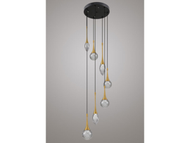 Light trend hanglamp Crystal bubble, 7-lichts goud rond
